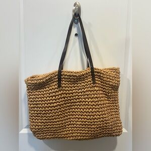 Stylish Tan Woven Tote Bag